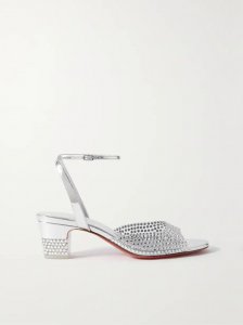 Cassandrissima 45 crystal-embellished PVC and metallic leather sandals