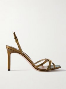 Whitney embellished lizard-effect leather sandals