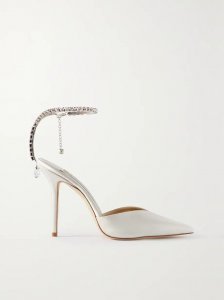 Saeda 100 crystal-embellished satin pumps