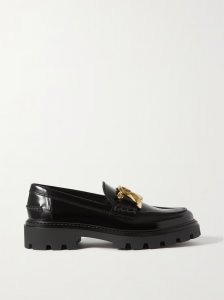 Gomma Pesante embellished glossed-leather loafers