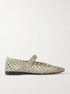 Woven leather Mary Jane ballet flats