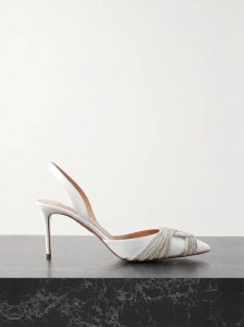 Gatsby 75 crystal-embellished satin slingback pumps