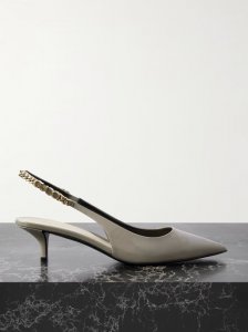 Signoria embellished patent-leather slingback pumps