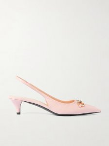 Erin horsebit-detailed leather slingback pumps