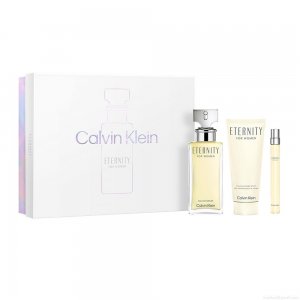 Kit Perfume Calvin Klein Ck Eternity For Women Eau de Parfum Feminino 100 ml + Loção 100 ml + Miniatura 10ml