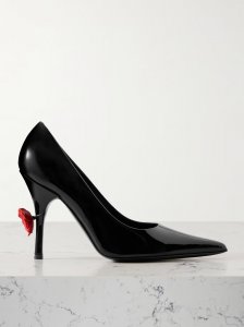 Appliquéd patent-leather pumps