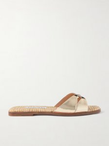 Villette metallic leather and raffia sandals