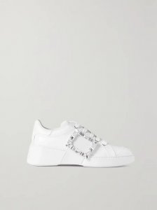 Viv Skate crystal-embellished rubber-trimmed leather sneakers