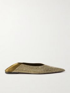 Nour collapsible-heel crystal-embellished satin flats