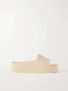 Mono logo-embossed rubber platform slides