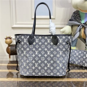 Louis Vuitton Neverfull MM Gray Denim