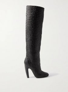 Mini Lido intrecciato leather knee boots