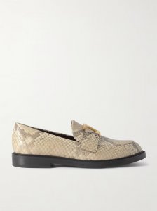 Marcie buckled snake-effect leather loafers