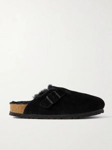 Boston shearling-lined suede slippers