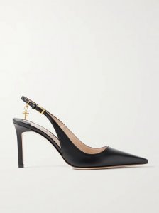 Angelina embellished leather slingback pumps