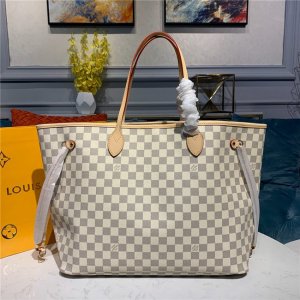 Louis Vuitton Damier Azur Canvas Neverfull Bag GM Beige