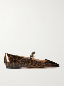 Christina leopard-print leather ballet flats