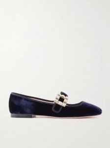 Très Vivier Strass Babies crystal-embellished velvet Mary Jane ballet flats