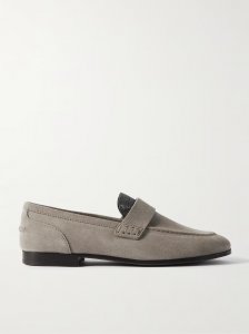 Embellished suede loafers