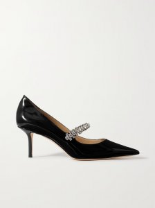 Bing 65mm crystal-embellished patent-leather pumps