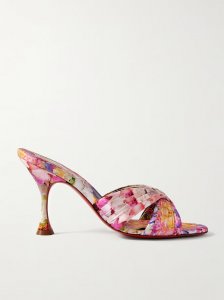 Nicol is Back 85 floral-print satin mules