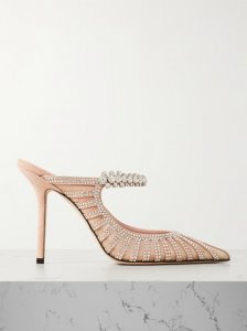 Bing embellished suede and mesh mules