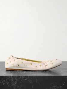 Eia studded ruched leather ballet flats