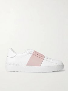 Open two-tone leather sneakers