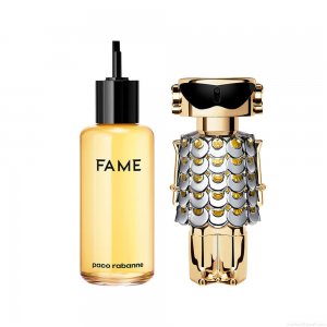 Kit Perfume Paco Rabanne Fame Feminino Eau de Parfum 200 ml Refil + Perfume 80 ml Recarregável