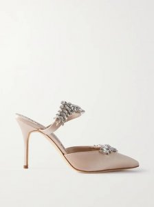 Lurum 90 crystal-embellished satin mules