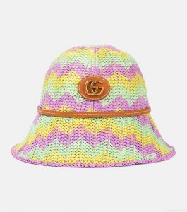 GucciGG printed leather-trimmed bucket hat