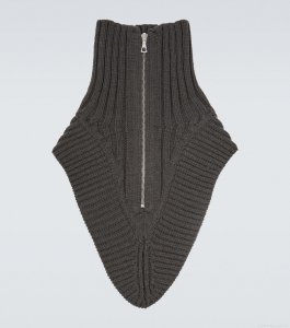 Dries Van NotenZip-up ribbed-knit virgin wool scarf