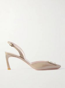 Trompette patent-leather slingback pumps