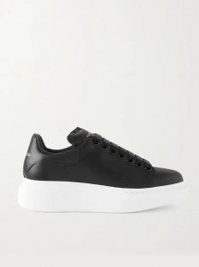 Leather exaggerated-sole sneakers