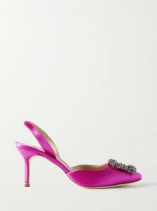 Hangisli 70 embellished satin slingback pumps