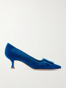 Maysale 50 buckled velvet pumps