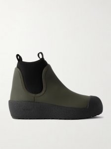 Gadey stretch-knit trimmed coated leather ankle boots