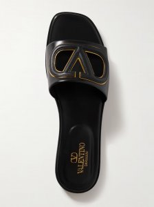 VLOGO cutout leather slides