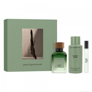 Kit Perfume Adolfo Dominguez Vetiver Terra Masculino Eau de Parfum 120 ml + Desodorante 150 ml + Miniatura 10 ml