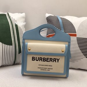 BURBERRY HANDBAG Light Blue with Off-White Accents