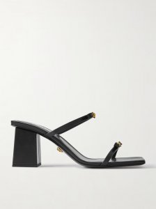 Bow-embellished leather sandals