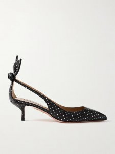 Bow Tie 50 metallic polka-dot leather pumps