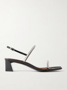 Mya crystal-embellished patent-leather sandals