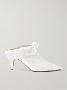 Rowan knotted crinkled-leather mules