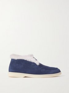 Open Walk shearling-lined suede loafers