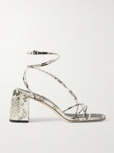 Onyxia 70 embellished snake-effect leather sandals