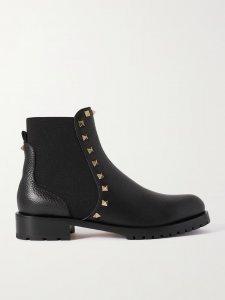 Rockstud Beatle textured-leather Chelsea boots