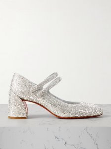 Miss Jane Strass 55 crystal-embellished suede pumps