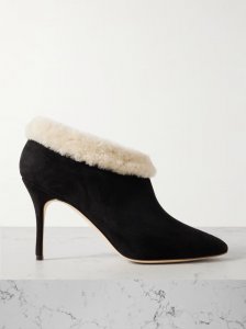 Escaria 90 shearling-trimmed suede ankle boots