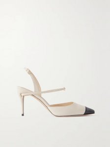 Vittorio 85 leather and patent-leather slingback pumps